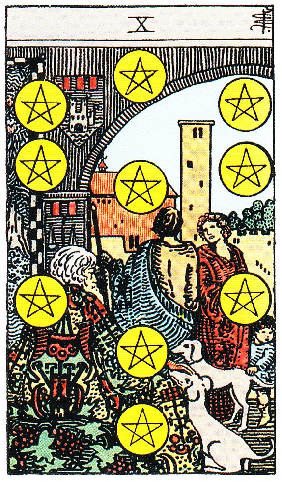 Tarot Tageskarte 10 der Münzen - © Königsfurt-Urania Verlag GmbH