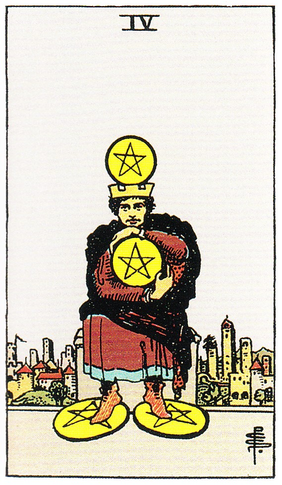 Tarot Tageskarte 4 der Münzen - © Königsfurt-Urania Verlag GmbH