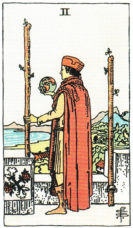 Tarot Tageskarte 2 der Stäbe