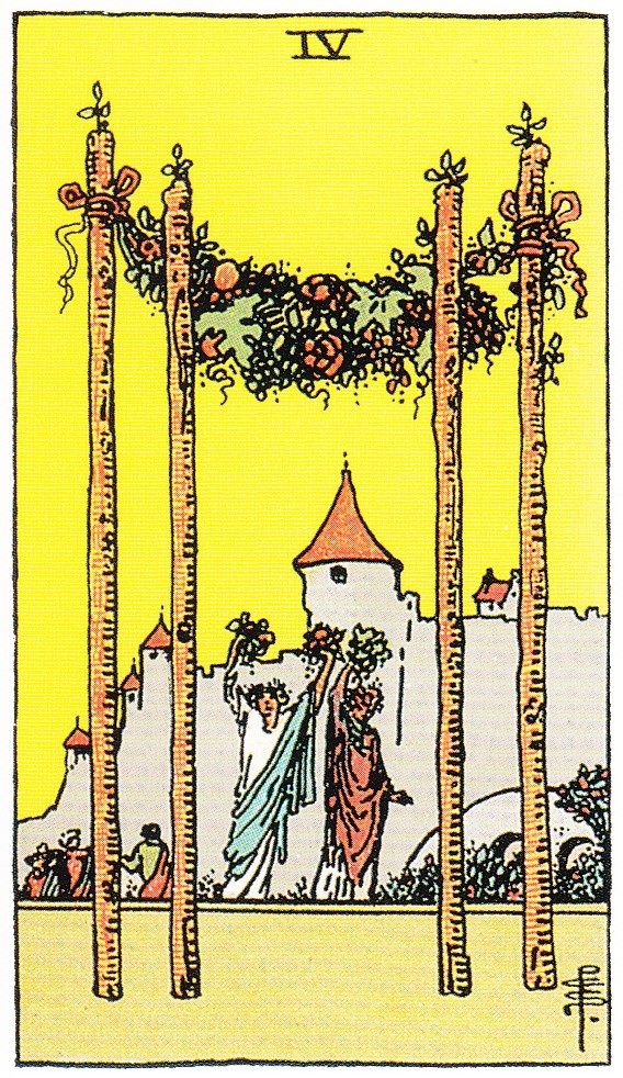 Tarot Tageskarte 4 der Stäbe